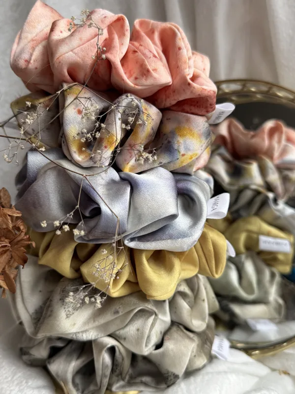 ekoprinted silk scrunchies